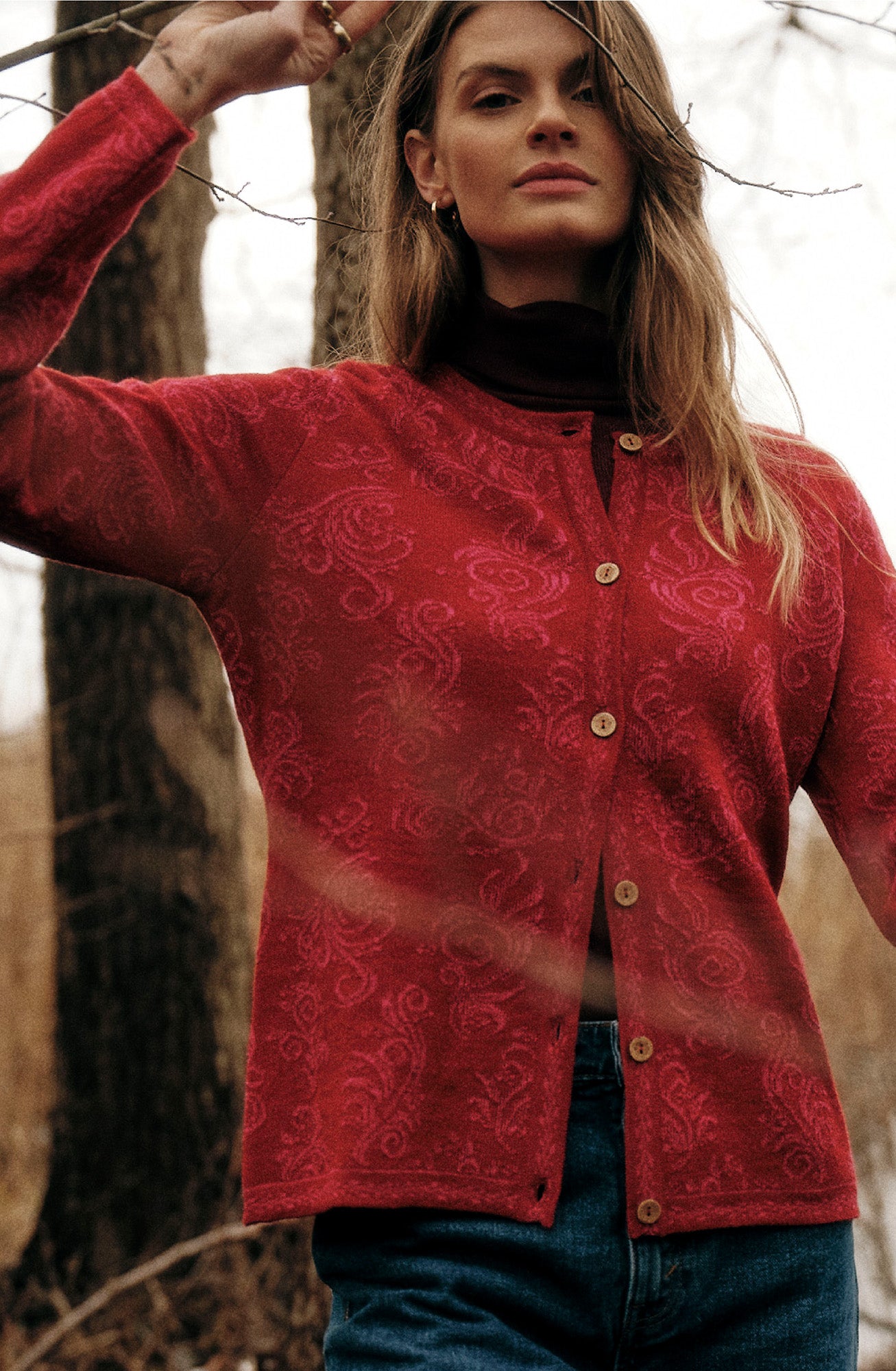 Alpaka Cardigan in Rot von Manuela Bedford