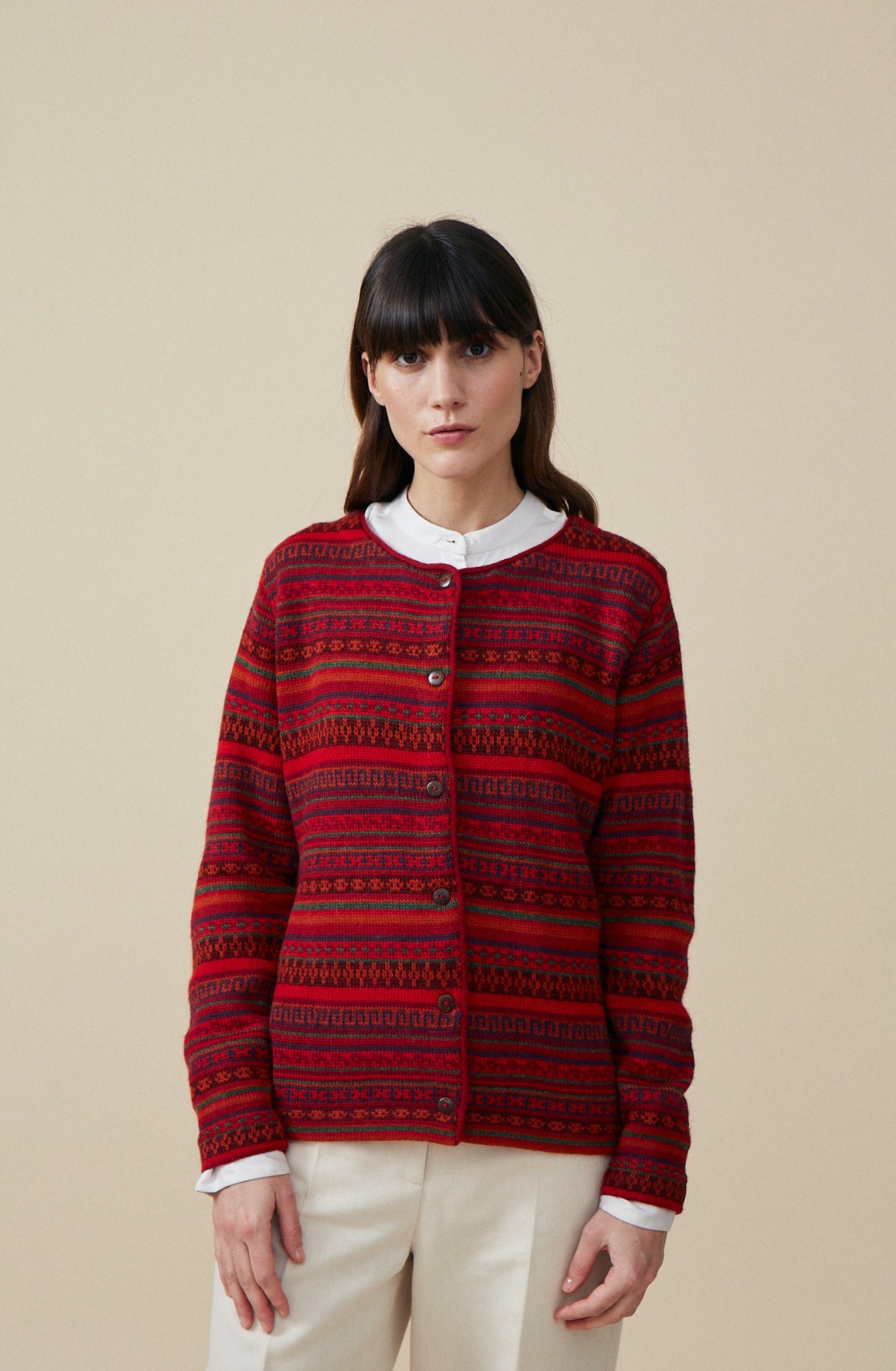 Cardigan Rayas made of 100% alpaca wool 