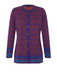 Alpaka Jacquard Strickjacke in Blau von Manuela Bedford