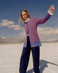 Alpaka Jacquard Strickjacke in Blau von Manuela Bedford