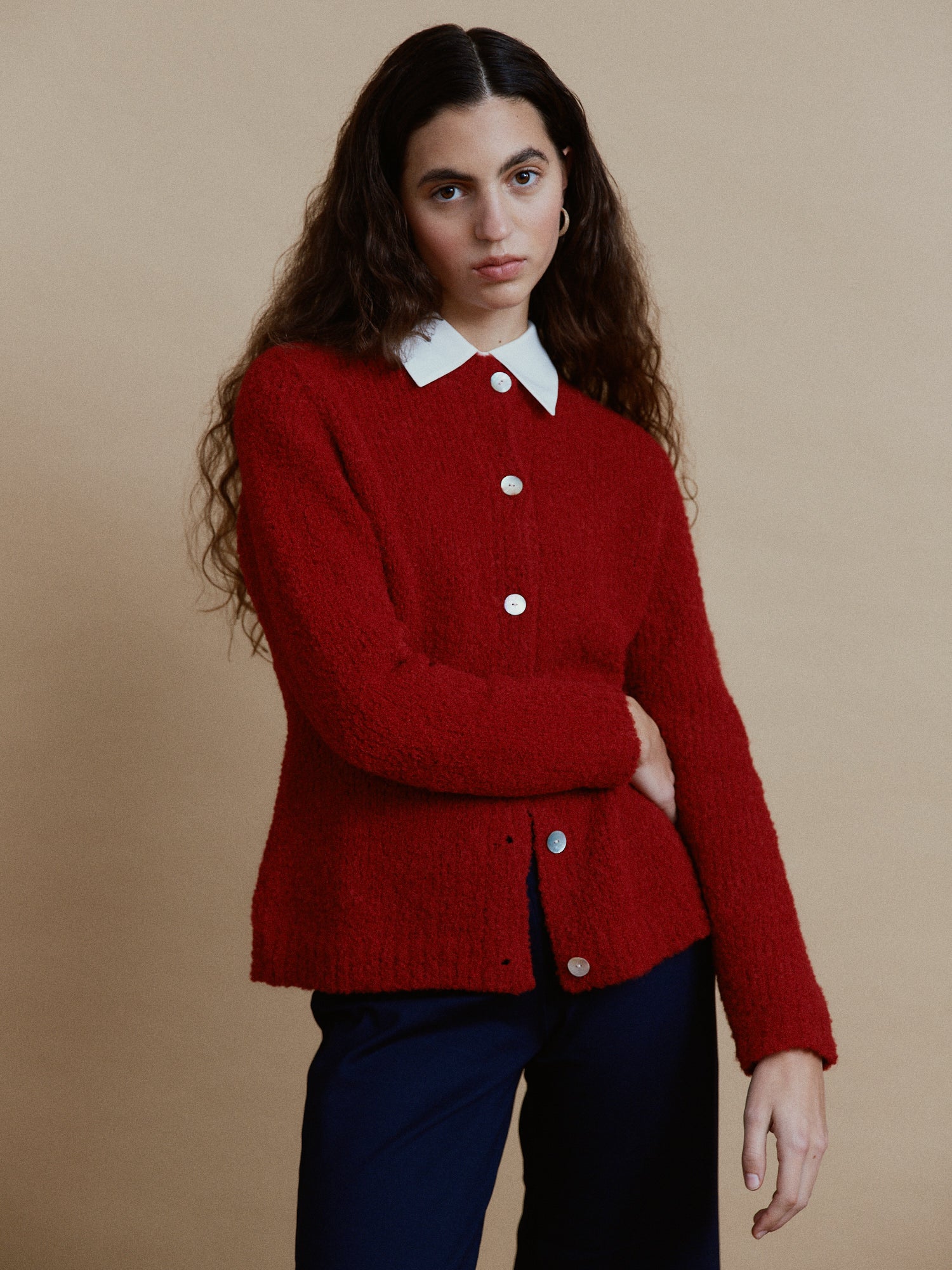 Alpaka Boucle Strickjacke aus Boucle Garn von Manuela Bedford