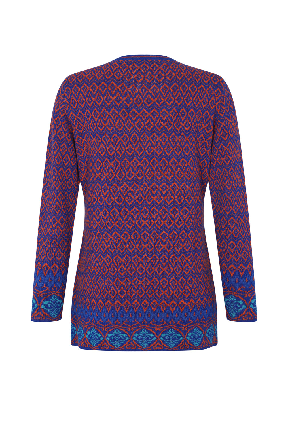 Alpaka Jacquard Strickjacke in Blau von Manuela Bedford