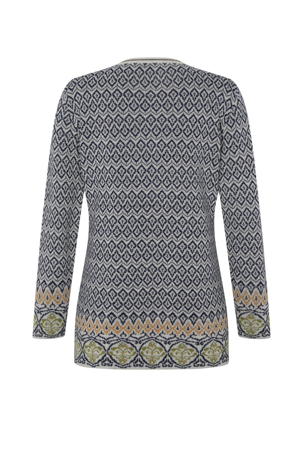 Alpaka Jacquard Strickjacke in Marine von Manuela Bedford