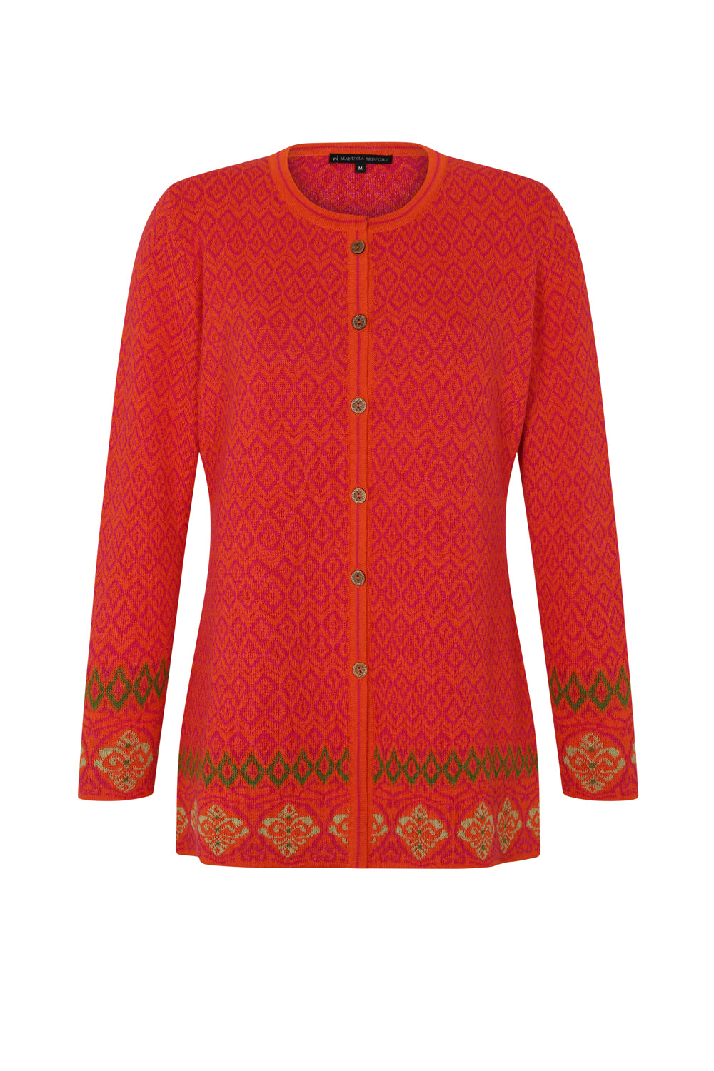Alpaka Jacquard Strickjacke in Orange von Manuela Bedford