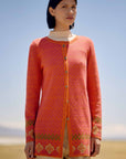 Alpaka Jacquard Strickjacke in Orange von Manuela Bedford